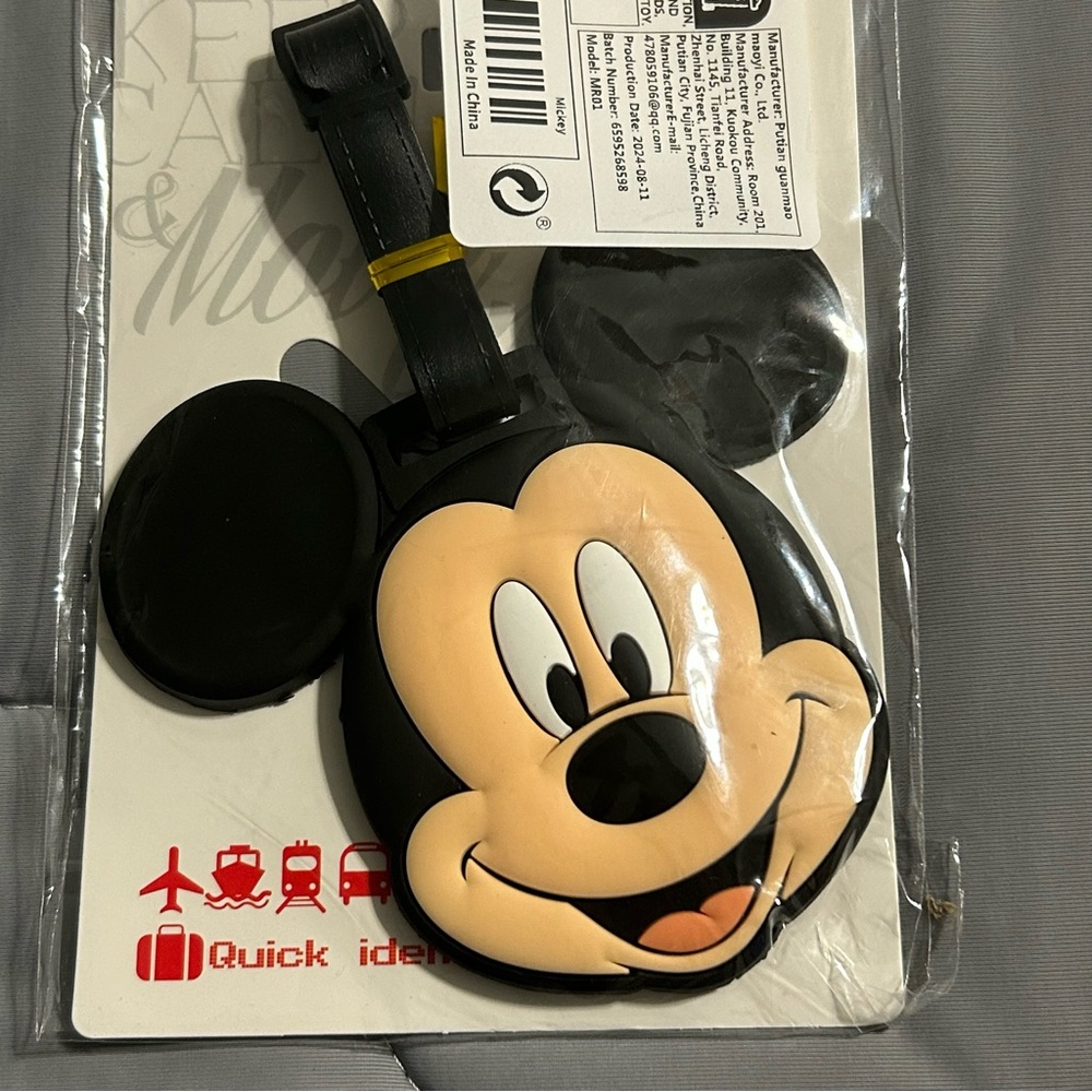 Disney Mickey Mouse Luggage Tag Travel ID Holder Bag Tag Backpack Hanger
